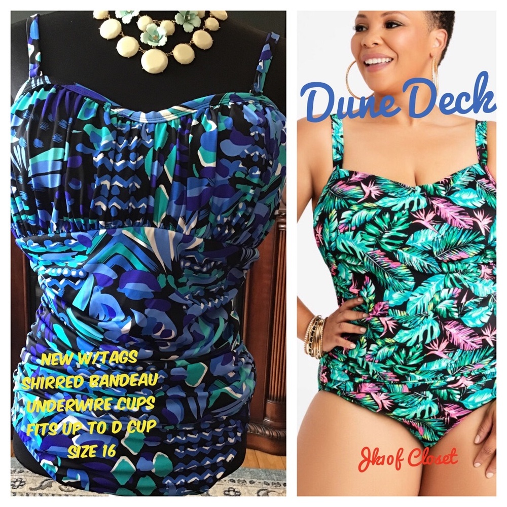 LOWEST🌺 NWT DUNE DECK Sz16 TROPICAL FLORALS w/ REMOVABLE STRAPS SWIMSUIT